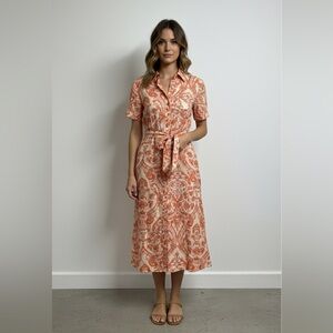 100% Lino Linen NEW Floral Paisley Print Maxi Dress Size Small Alma Ruiz